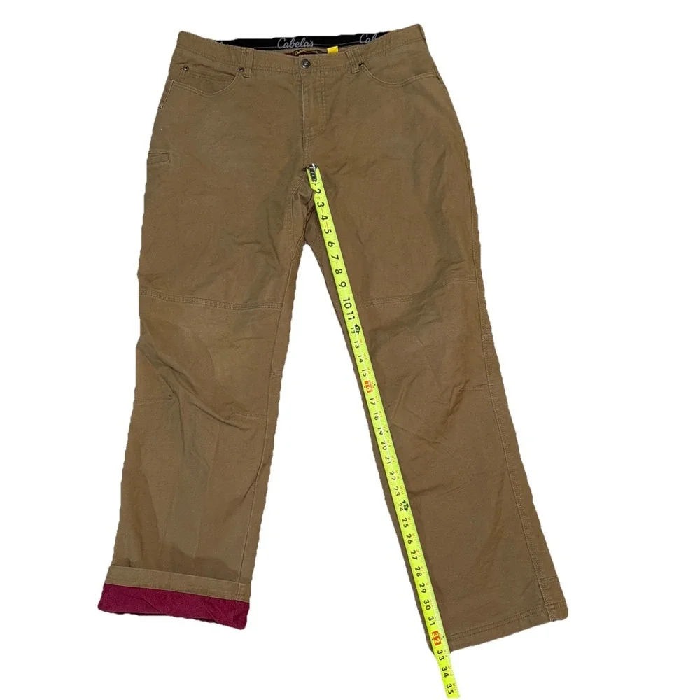 Cabela's Pants Mens 38x34 Tan Classic Fit Fleece Lined Stretch‎ Winter Outdoor